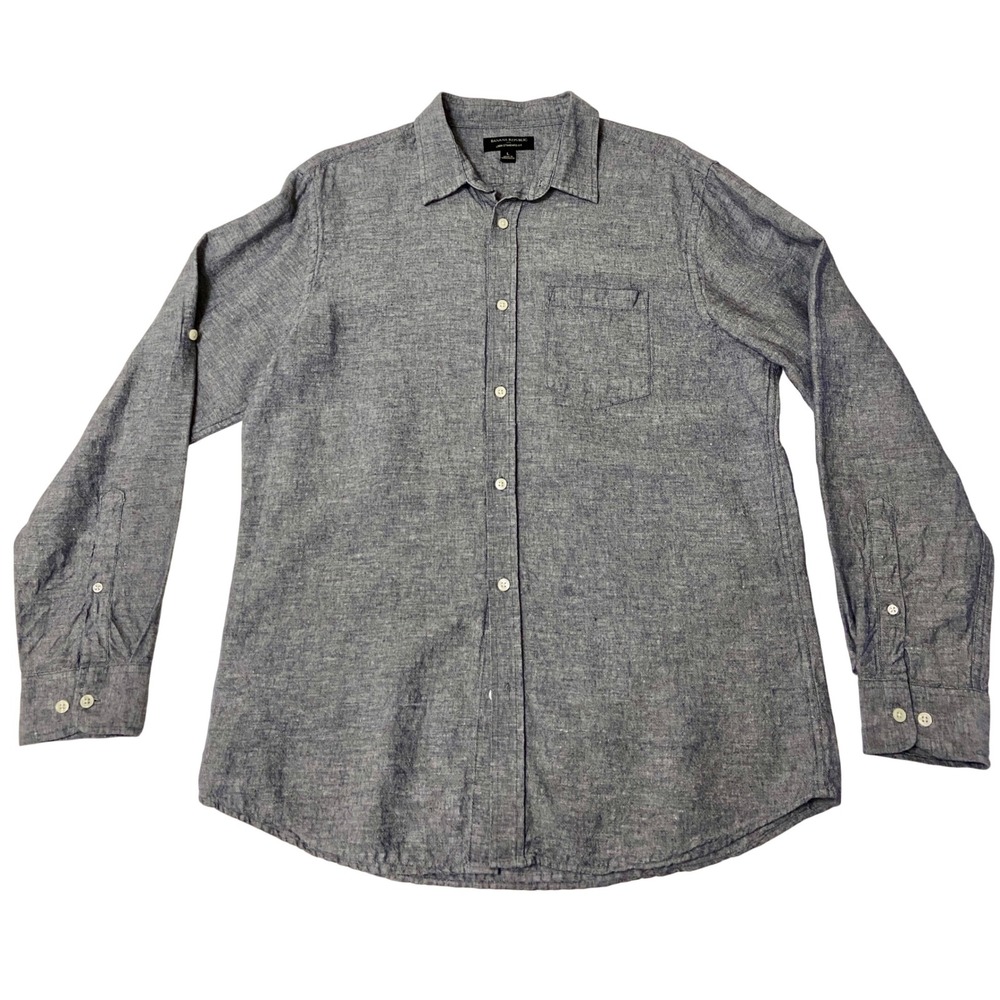 Banana Republic Shirt Mens Large Linen Standard Fit Long‎ Sleeve Workcore Preppy